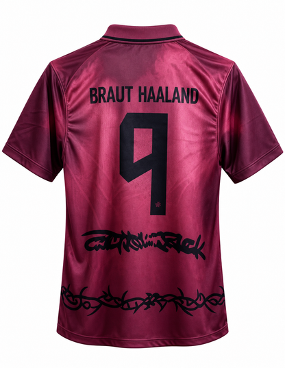 Camiseta Cactus Jack x Nike de Haaland vinotinto con BRAUT HAALAND y el 9 a la espalda