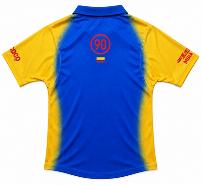 Back of the Colombia Total 90 jersey with the 90 in red and the Colombian flag