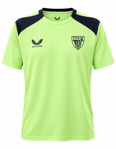 Camiseta de entrenamiento del Athletic Club de Bilbao verde neón con hombros azul marino