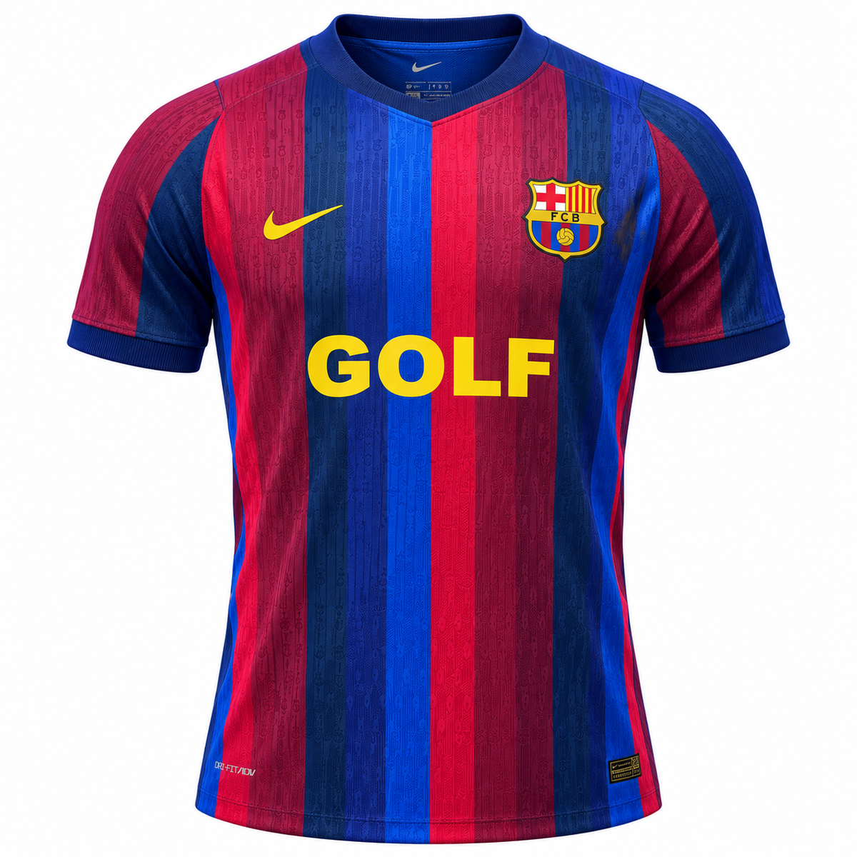 Camisa do FC Barcelona 26-27 edição Tyler, The Creator com GOLF em amarelo no peito