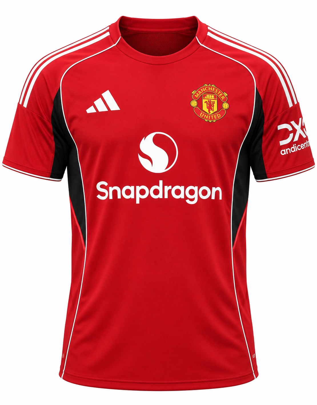 Camiseta Manchester United, foto de estudio en fondo blanco