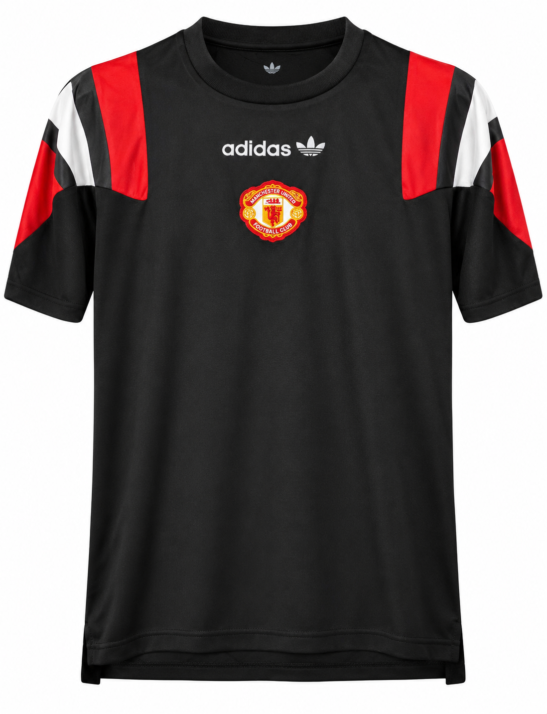 black of the Manchester United with panels red and white and the trefoil of Adidas Originals jersey
