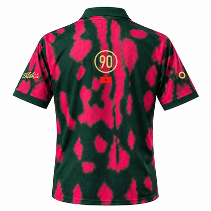 Back of the Morocco Total 90 jersey with the gold 90 logo and the Moroccan flag