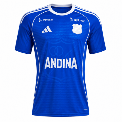 Camiseta Cuadrado Millonarios 2026 con escudo termosellado