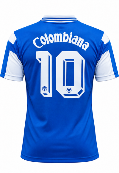 Camiseta Millonarios Retro 1993, foto de estudio en fondo blanco