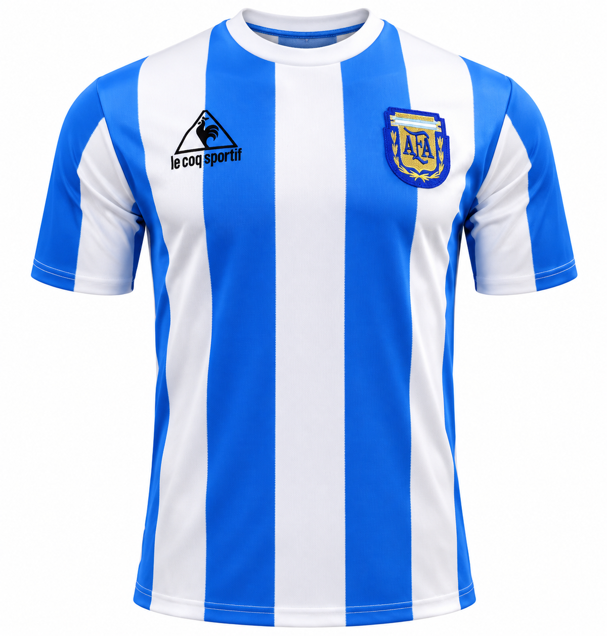 Retro Argentina 1986 home jersey with blue and white stripes