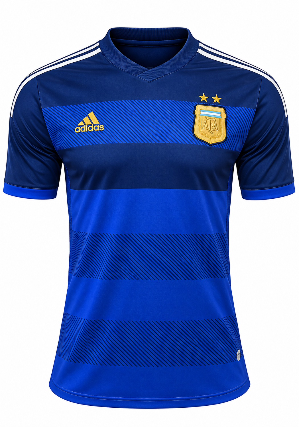 Camisa retrô Argentina azul-marinho com listras horizontais