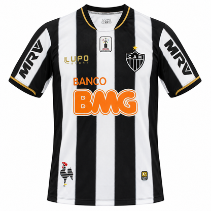 Atlético Mineiro 2013 retro jersey with black and white stripes and gold trim