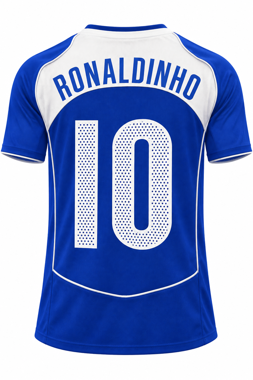 Costas da camisa retrô do Brasil 2004 com RONALDINHO e o 10
