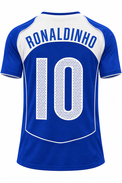 Costas da camisa retrô do Brasil 2004 com RONALDINHO e o 10