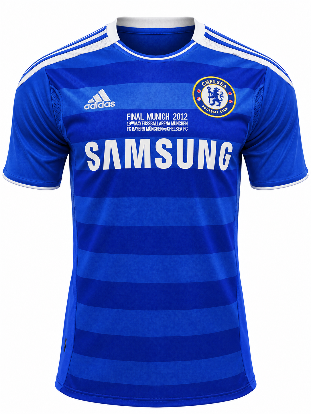 Camisa retrô Chelsea final de Munique 2012 azul com Samsung