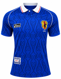 Camisa retrô Japão 1998 titular azul com chamas da Asics