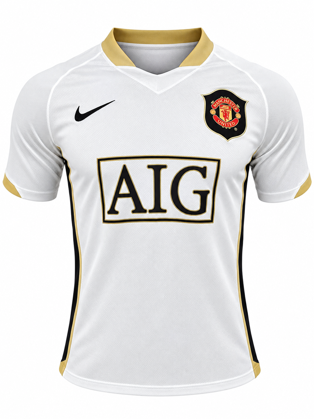 Retro Manchester United 2006-07 white away jersey with AIG
