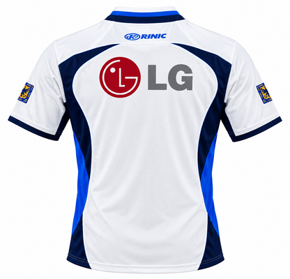 Espalda de la camiseta retro blanca de Millonarios 2003 con LG