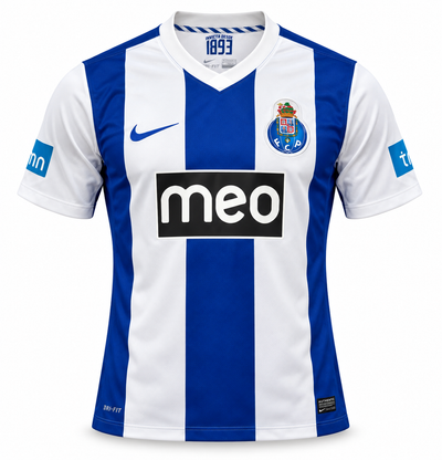 Camiseta retro del FC Porto local de Nike a franjas azules y blancas, con meo al pecho y tmn en las mangas