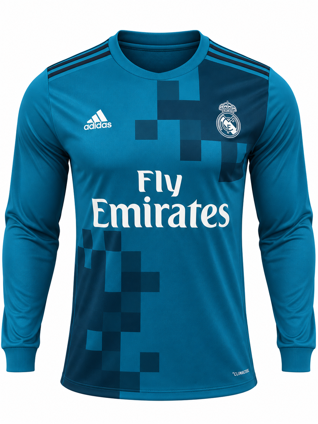 Retro Real Madrid 2017-18 turquoise third jersey with long sleeves