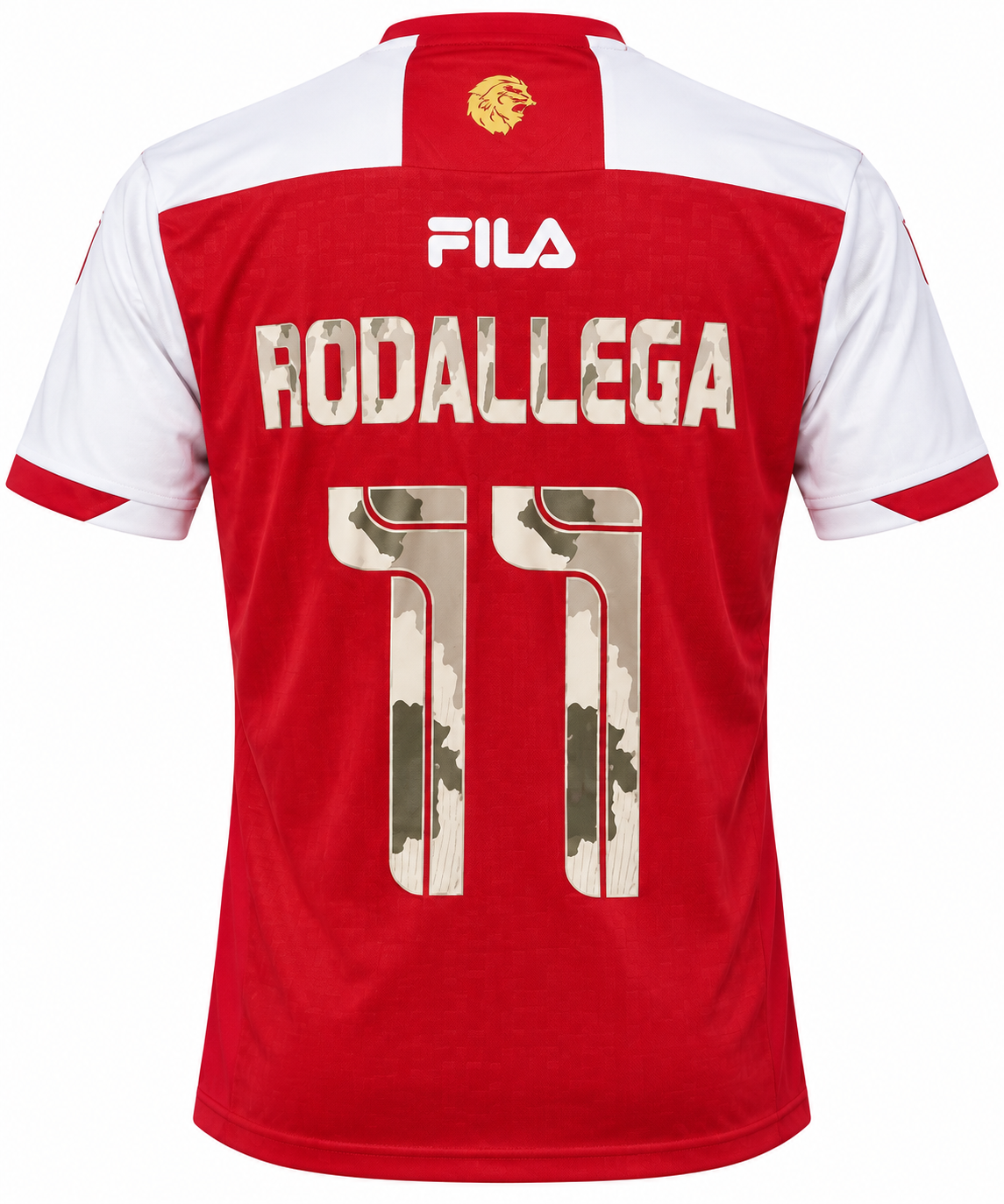 Back of the red Santa Fe 2026 jersey with RODALLEGA and the 11 printed