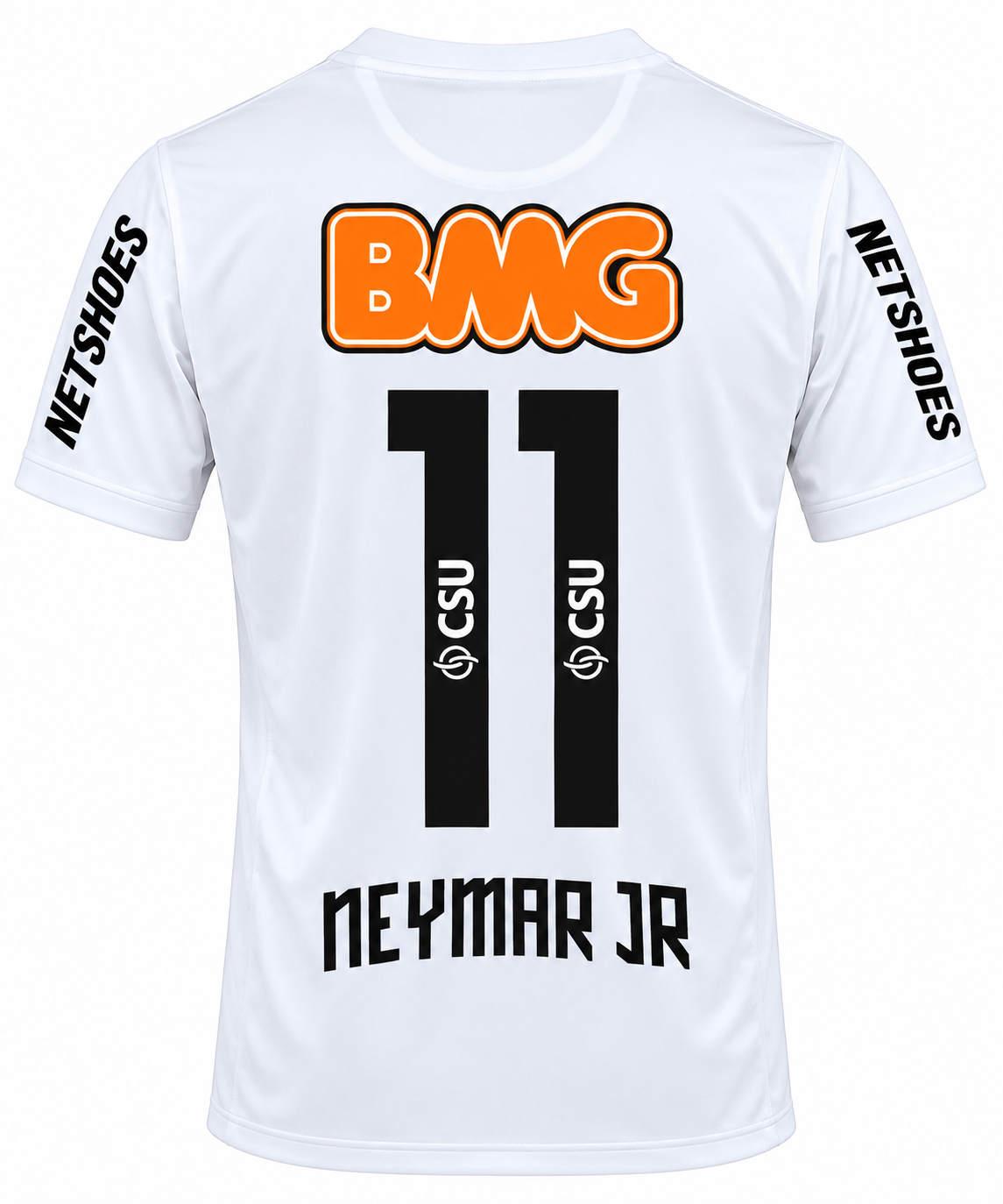 Espalda de la camiseta del Santos 2012 con el número 11 y NEYMAR JR estampados