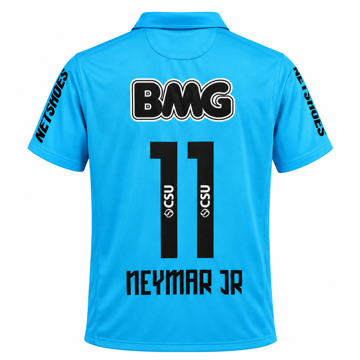 Espalda de la camiseta celeste del Santos 2012 con el número 11 y NEYMAR JR