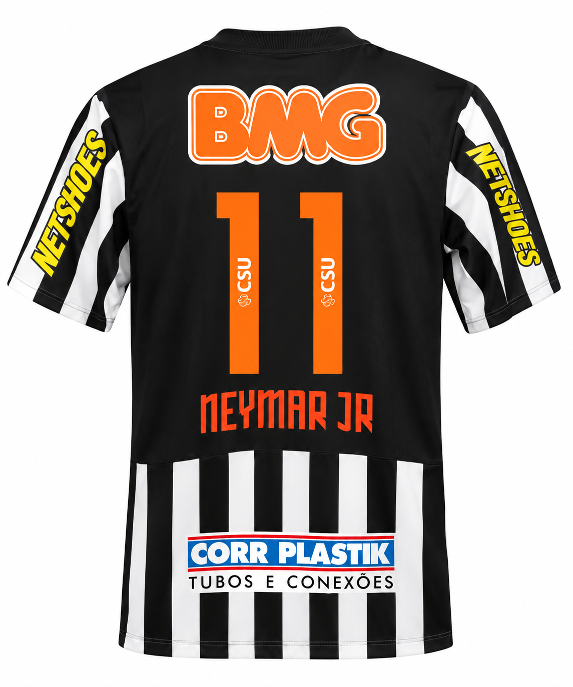 Espalda de la camiseta visitante del Santos 2013 con el número 11 y NEYMAR JR