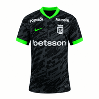 Atlético Nacional 2026 black third jersey with a textured graphic and neon green details
