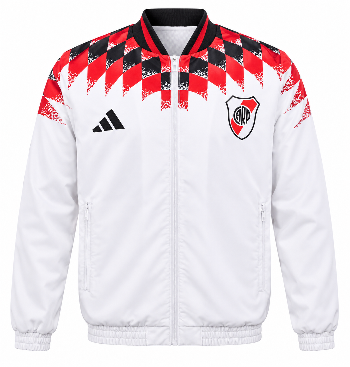 Chaqueta blanca de River Plate Adidas con rombos rojos