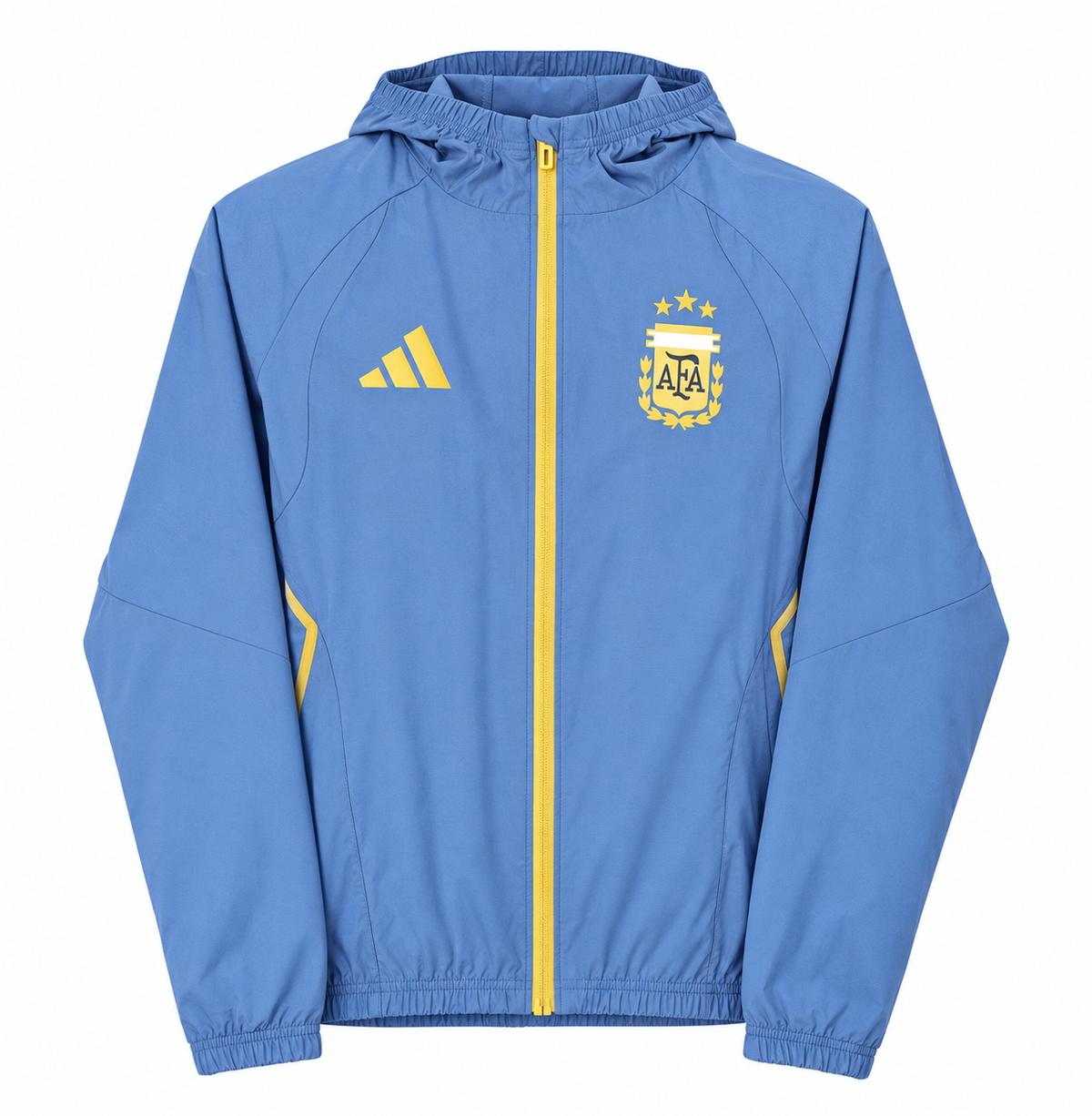 windbreaker blue of the national team Argentina with hood and zip yellow jacket