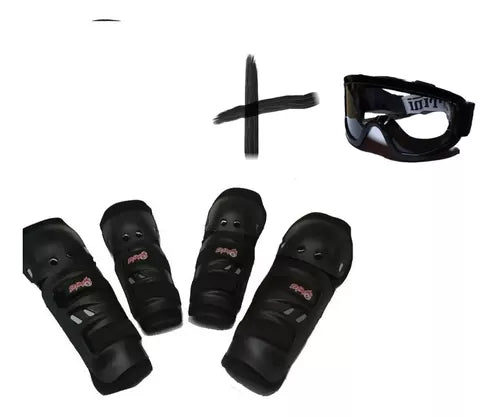 Combo Kit Rodilleras Coderas Protección más Gafas Cross - Velocity Savage