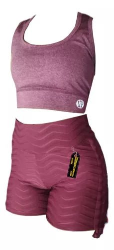 Conjunto Deportivo Short Texturizado Top Fit Mujer Push Up - Velocity Savage