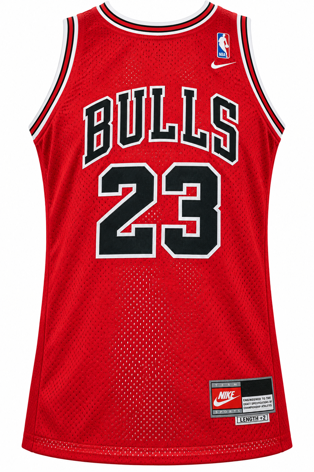 Red Chicago Bulls tank jersey with BULLS and Michael Jordan's 23 on the front
