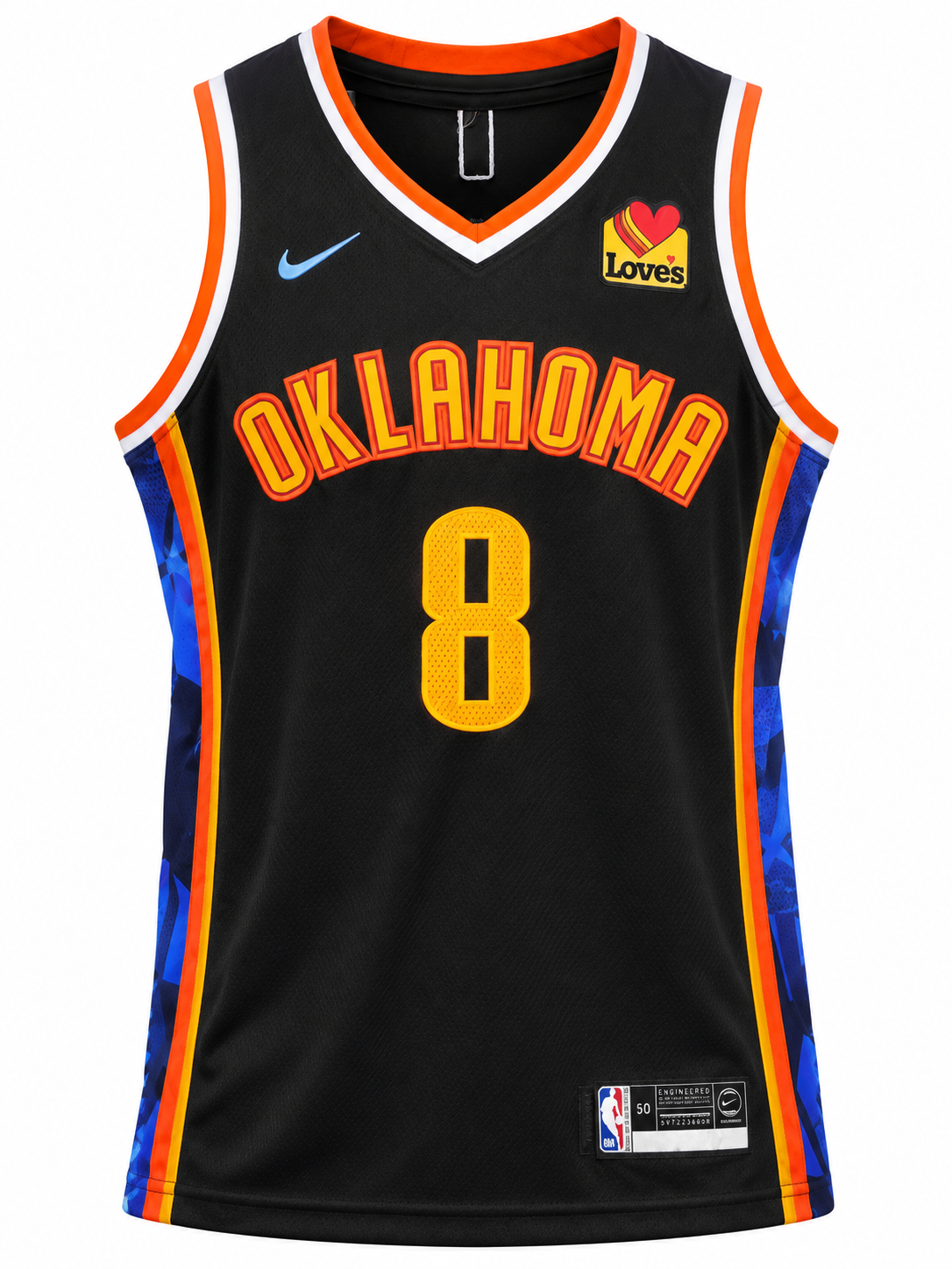 Esqueleto negro de Oklahoma City Thunder con el 8, sin mangas
