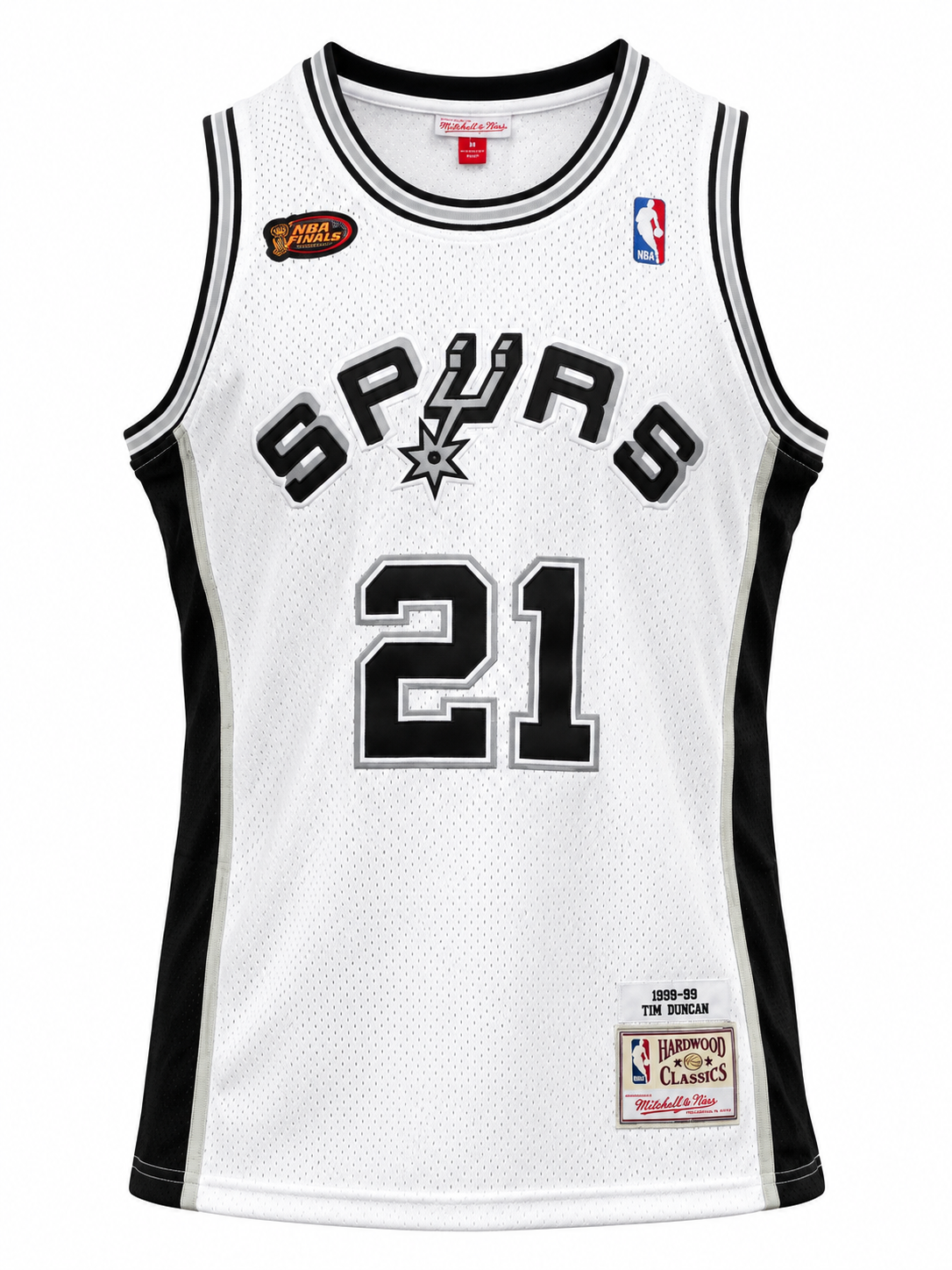 Esqueleto blanco de San Antonio Spurs con el 21 de Tim Duncan, sin mangas
