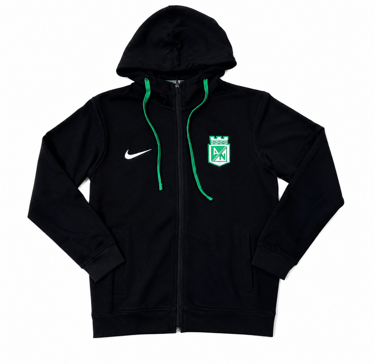 Hoodie Atlético Nacional Nike negro con escudo verdolaga