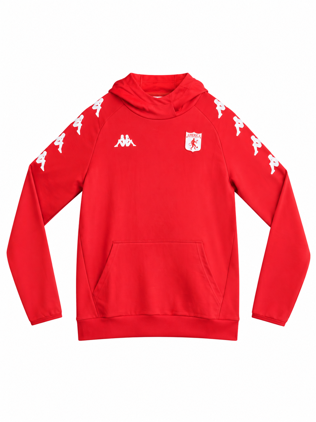 hoodie América de Cali rojo para estilo urbano y fútbol colombiano