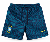 Pantaloneta verde petróleo de Brasil con estampado de ondas, escudo y el logo de Nike