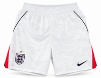 White England shorts with red and blue side panel, the crest and the Nike logo