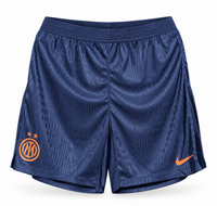 Navy and orange Inter Milan shorts with orange crest and logo, the crest and the Nike logo