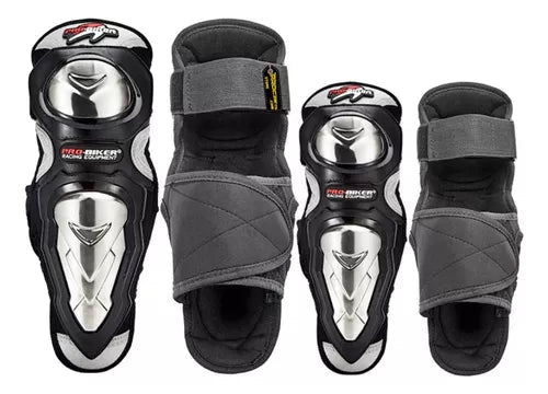 Rodilleras Canilleras Metalizada Con Coderas Kit Proteccion - Velocity Savage