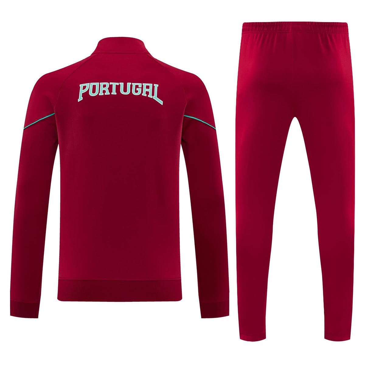 Espalda de la sudadera roja de Portugal con PORTUGAL en letras grandes