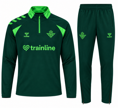 Sudadera del Real Betis verde: buzo de media cremallera con trainline y pantalón