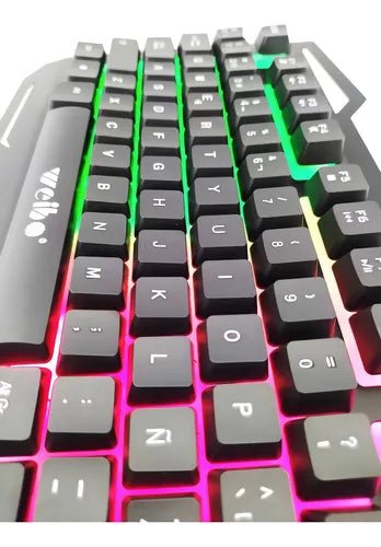 Teclado gamer Weibo WB - 539 QWERTY español España color negro con luz 3 colores - Velocity Savage