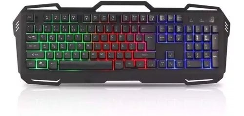 Teclado gamer Weibo WB - 539 QWERTY español España color negro con luz 3 colores - Velocity Savage