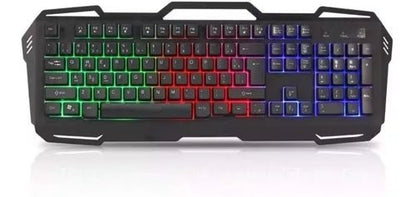 Teclado gamer Weibo WB - 539 QWERTY español España color negro con luz 3 colores - Velocity Savage