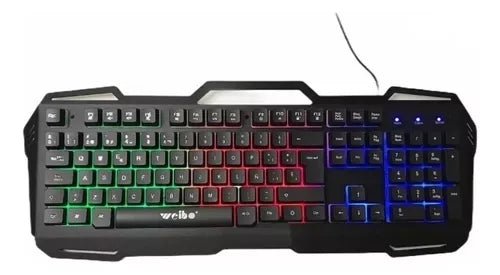 Teclado gamer Weibo WB - 539 QWERTY español España color negro con luz 3 colores - Velocity Savage